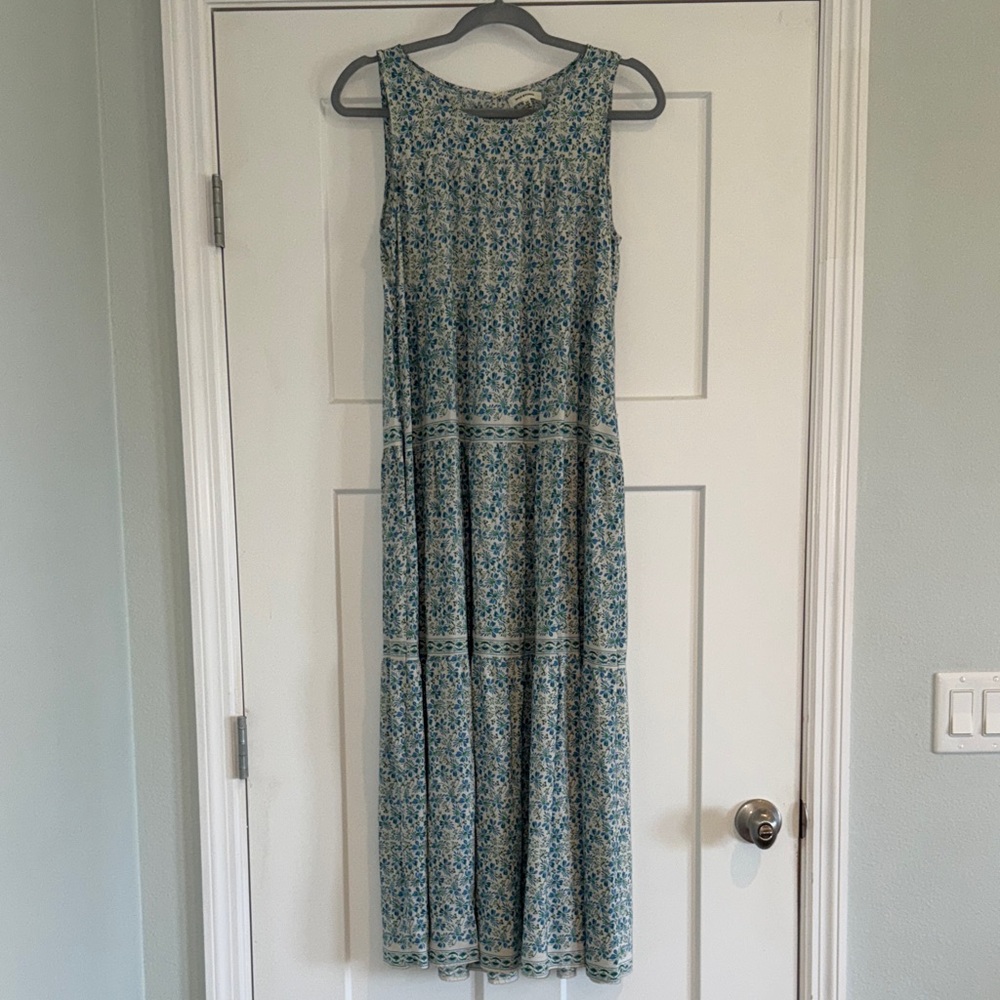Max Studio Teal Floral Sleeveless Maxi Dress